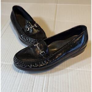 SAS METRO Size 7.5W Comfort Loafer SHOES Black Leather Womens Horsebit